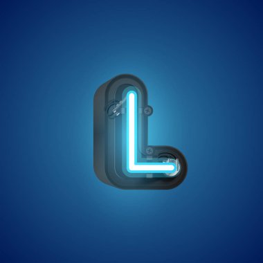 Konsollu bir kümeden gerçekçi neon karakter, vektör çizimi