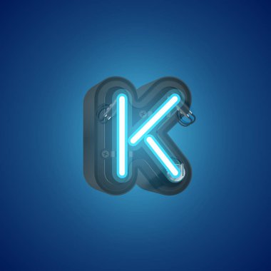 Konsollu bir kümeden gerçekçi neon karakter, vektör çizimi