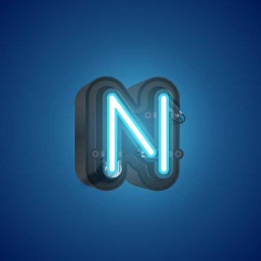 Konsollu bir kümeden gerçekçi neon karakter, vektör çizimi