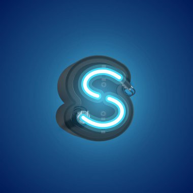 Konsollu bir kümeden gerçekçi neon karakter, vektör çizimi