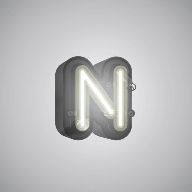 Konsollu bir kümeden gerçekçi neon karakter, vektör illustr