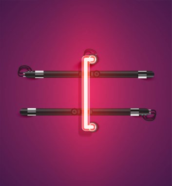 Bir kümeden yüksek ayrıntılı neon karakter, vektör çizimi