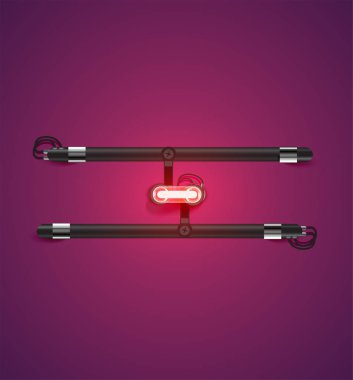 Bir kümeden yüksek ayrıntılı neon karakter, vektör çizimi