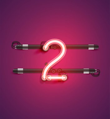 Bir kümeden yüksek ayrıntılı neon karakter, vektör çizimi