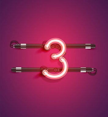 Bir kümeden yüksek ayrıntılı neon karakter, vektör çizimi