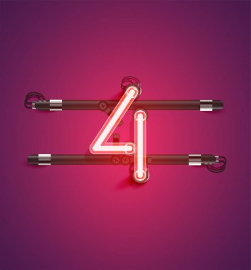 Bir kümeden yüksek ayrıntılı neon karakter, vektör çizimi