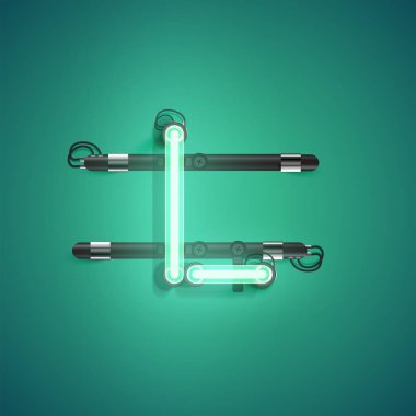 Bir kümeden yüksek ayrıntılı neon karakter, vektör çizimi