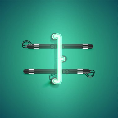 Bir kümeden yüksek ayrıntılı neon karakter, vektör çizimi