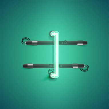 Bir kümeden yüksek ayrıntılı neon karakter, vektör çizimi