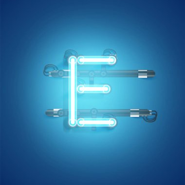 Bir kümeden yüksek ayrıntılı neon karakter, vektör çizimi