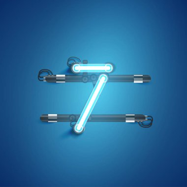 Bir kümeden yüksek ayrıntılı neon karakter, vektör çizimi