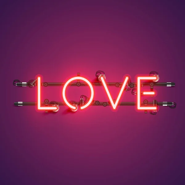 Neonrealistisches Wort "Liebe" für Werbung, Vektorillustration — Stockvektor