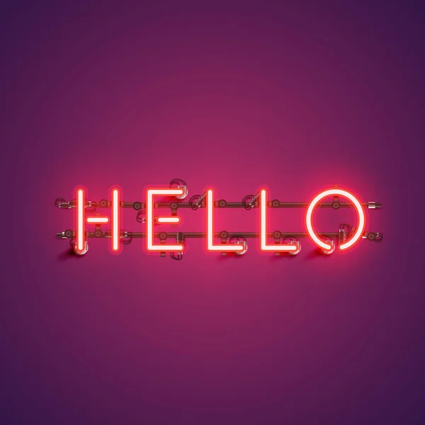 Neon realistyczne słowo "Hello" do reklamy, wektor ilustracji — Wektor stockowy