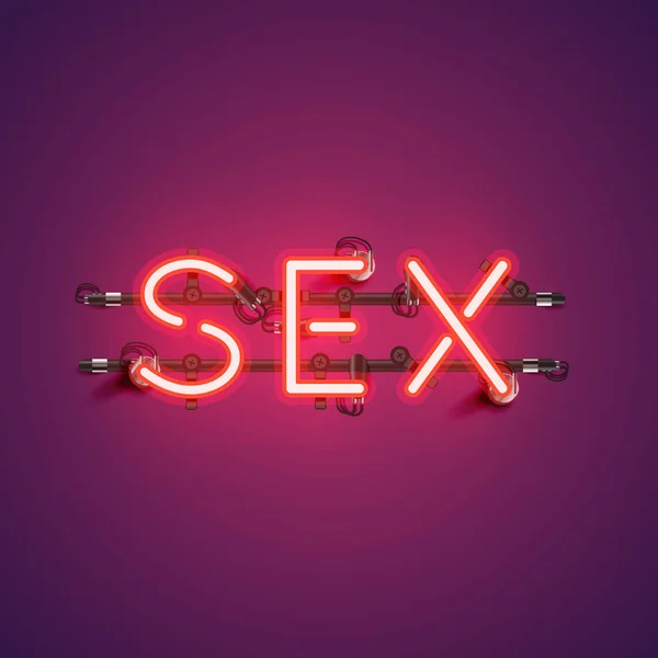 Neon realistic word 'SEX' for advertising, vector illustration — Stock Vector