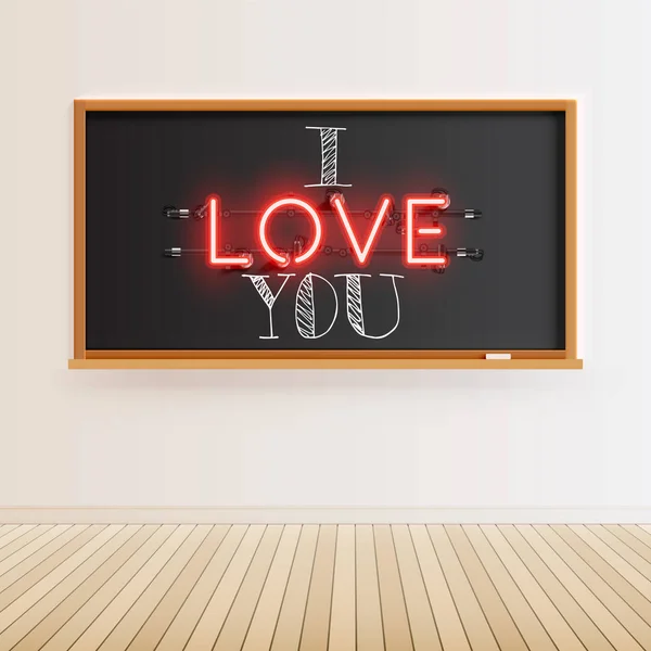 Neon word sign on a realistic blackboard, vector illustration — Stock Vector
