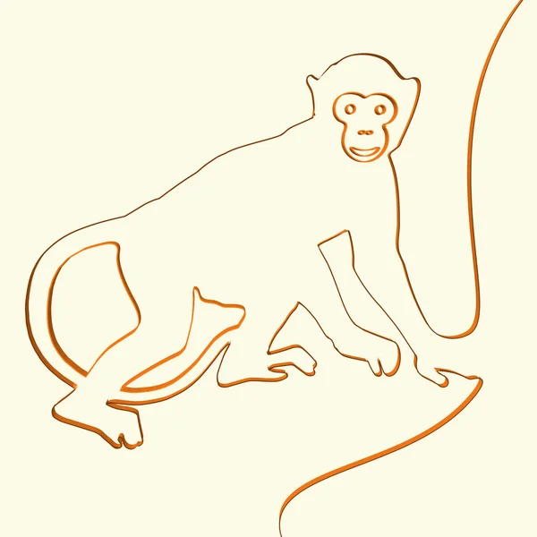 3D Line Art Monkey állat illusztráció, vektoros illusztráció — Stock Vector