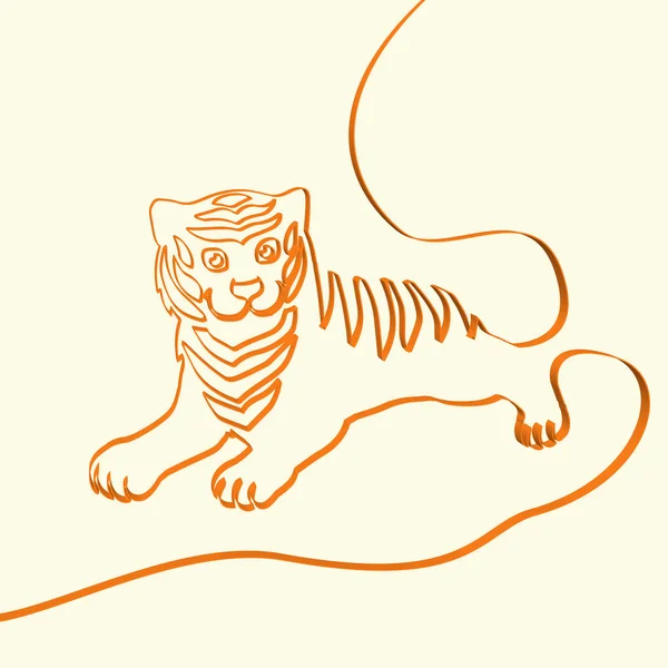 3D línea de arte tigre animal ilustración, vector de ilustración — Archivo Imágenes Vectoriales