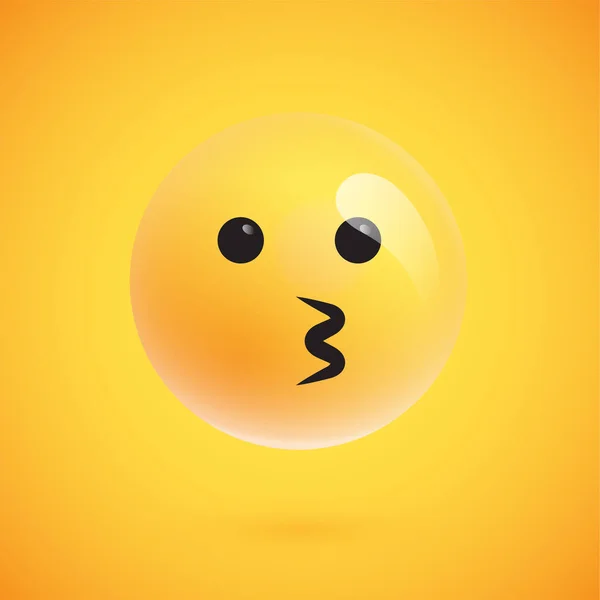 Emoticono amarillo realista frente a un fondo amarillo, ilustración vectorial — Vector de stock