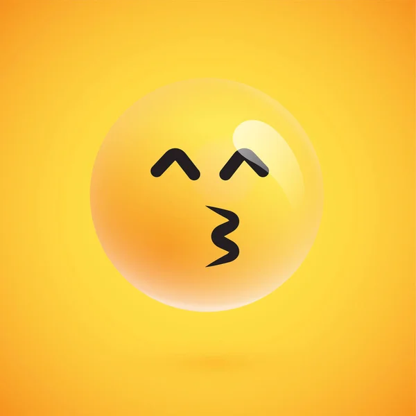 Realistisches gelbes Emoticon vor gelbem Hintergrund, Vektorillustration — Stockvektor