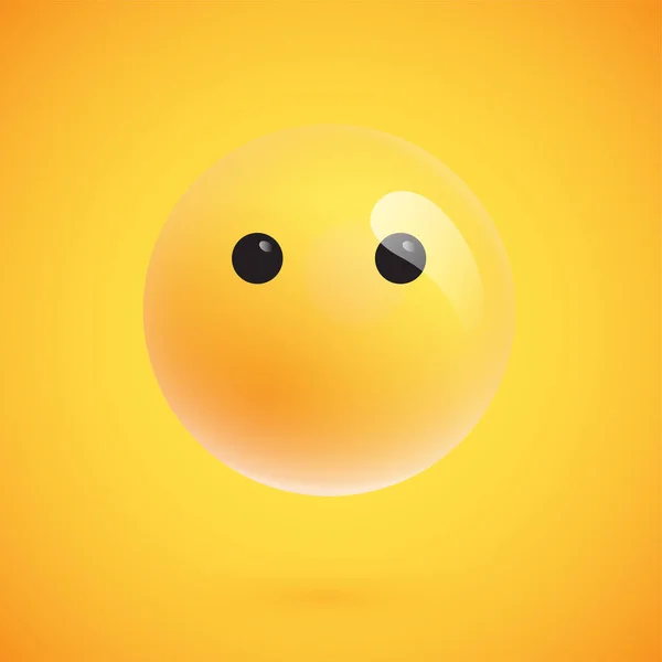 Emoticono amarillo realista frente a un fondo amarillo, ilustración vectorial — Vector de stock