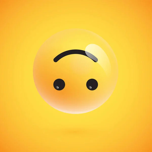 Emoticon amarelo realista na frente de um fundo amarelo, ilustração vetorial —  Vetores de Stock