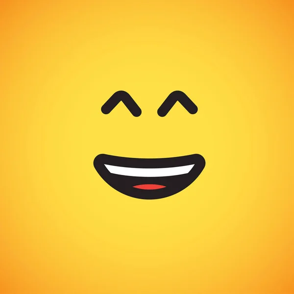 Emoticono amarillo realista frente a un fondo amarillo, ilustración vectorial — Vector de stock
