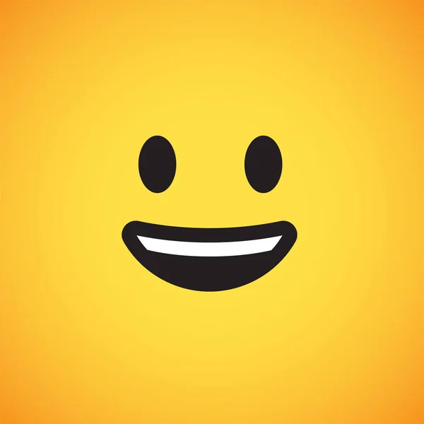 Emoticon giallo realistico di fronte a uno sfondo giallo, illustrazione vettoriale — Vettoriale Stock