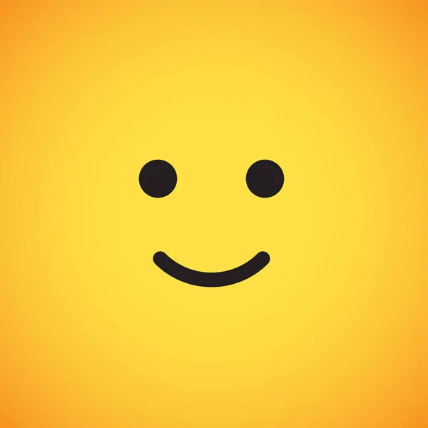 Emoticono amarillo realista frente a un fondo amarillo, ilustración vectorial — Vector de stock