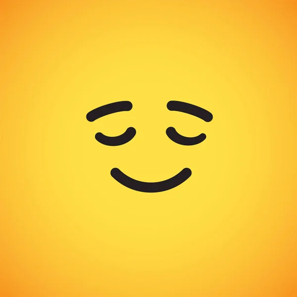 Emoticon giallo realistico di fronte a uno sfondo giallo, illustrazione vettoriale — Vettoriale Stock