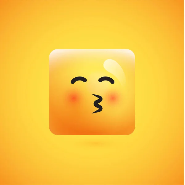 Wysoka Szczegółowa kwadratowa żółta emotikonka na żółtym tle, VEC — Wektor stockowy