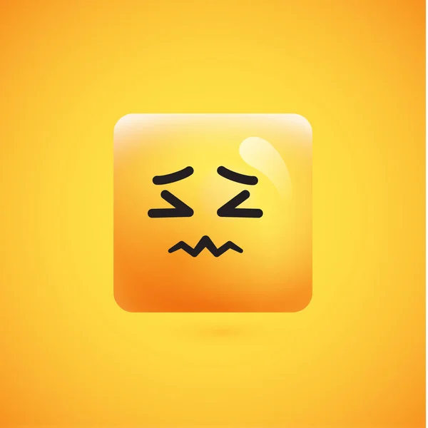 Hoch detailliertes viereckiges gelbes Emoticon auf gelbem Hintergrund, vec — Stockvektor