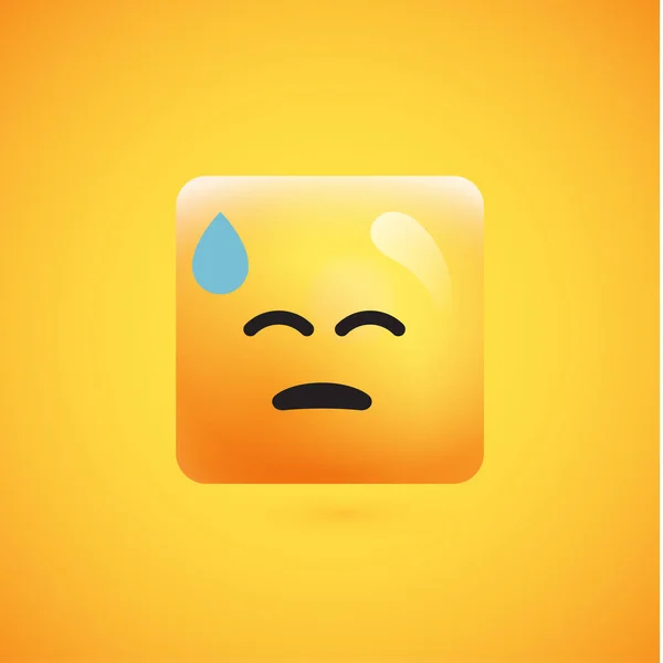 Emoticon amarelo quadrado detalhado alto em um fundo amarelo, vec —  Vetores de Stock