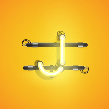 Bir kümeden yüksek ayrıntılı neon karakter, vektör çizimi