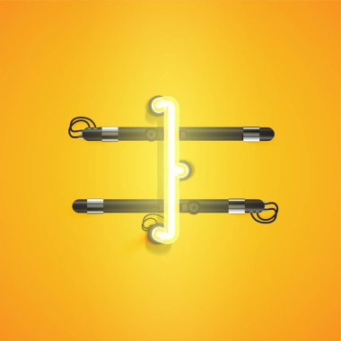 Bir kümeden yüksek ayrıntılı neon karakter, vektör çizimi