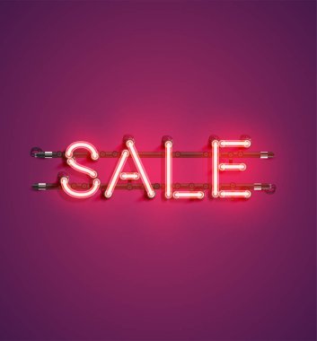 Reklam için Neon gerçekçi kelime, vektör illüstrasyon
