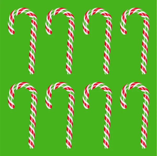 Caña de caramelo rojo y verde de alto detalle, ilustración vectorial — Vector de stock