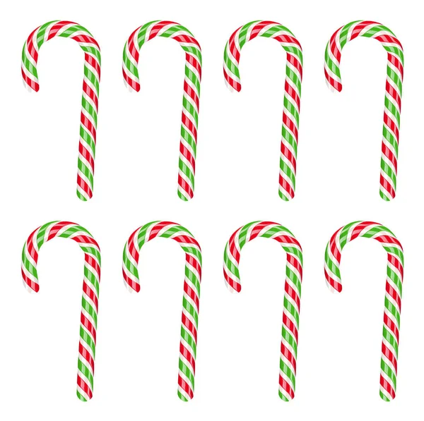 Caña de caramelo rojo y verde de alto detalle, ilustración vectorial — Archivo Imágenes Vectoriales