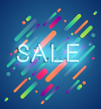 Renkli arka plan, vektör illustartion ile reklam için Neon kelime
