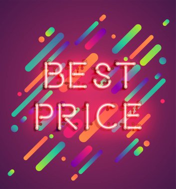 Renkli arka plan, vektör illustartion ile reklam için Neon kelime