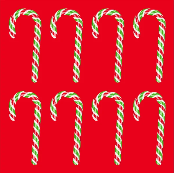 高い詳細な赤と緑のキャンディー杖、ベクトルイラスト — ストックベクタ