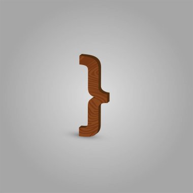 Bir dize, vektör illüstrasyon gerçekçi ahşap karakter