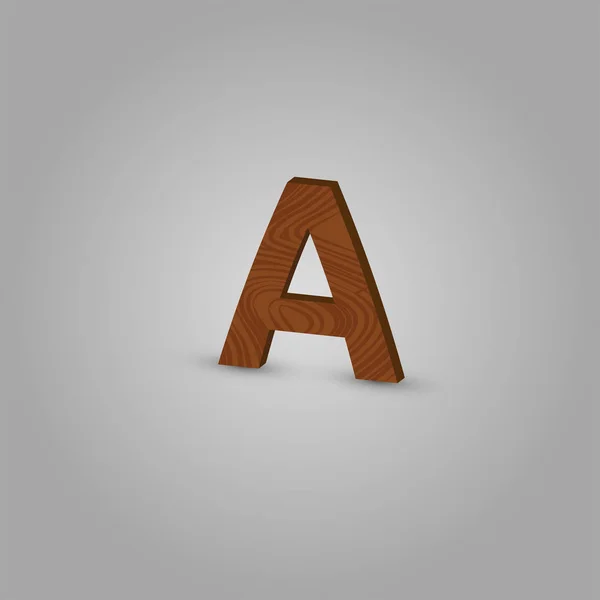 Realistische hout karakter uit een typeset, vector illustratie — Stockvector