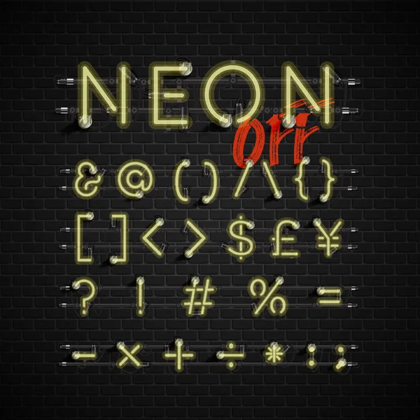 Vysoce podrobná sada neonových písem, vektorová ilustrace — Stockový vektor