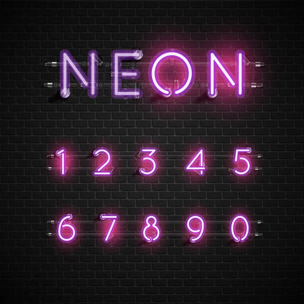 High detailed neon font set, vector illustration — Stock Vector