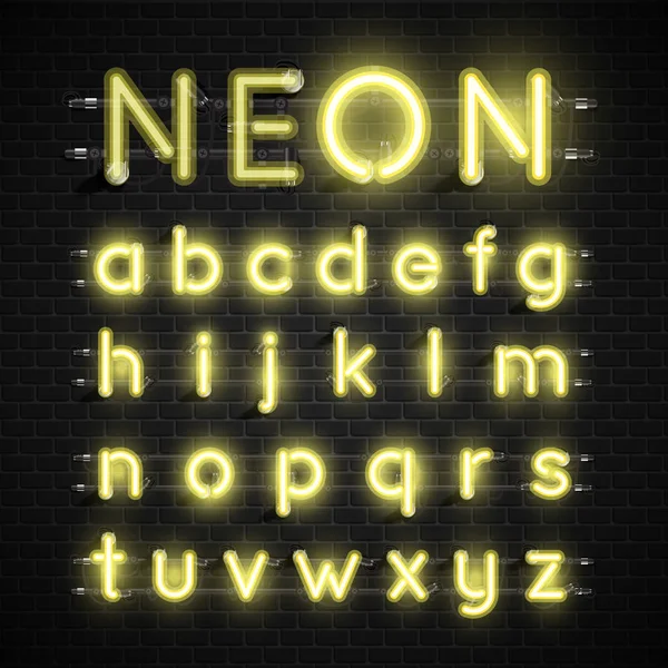 Hoch detailliertes Neon-Schriftset, Vektorillustration — Stockvektor
