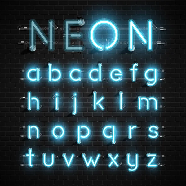 Hoch detailliertes Neon-Schriftset, Vektorillustration — Stockvektor