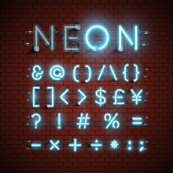 High detailed neon font set, vector illustration — Stock Vector