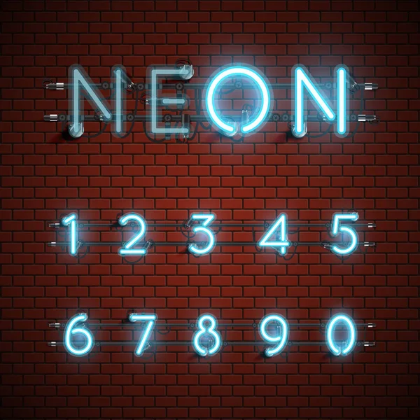 Yüksek detaylı neon yazı tipi seti, vektör çizimi — Stok Vektör