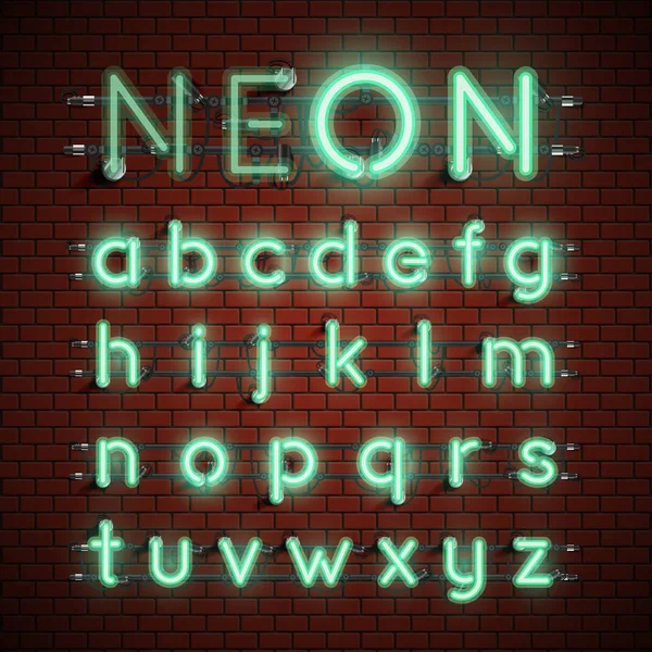 High detailed neon font set, vector illustration — Stock Vector