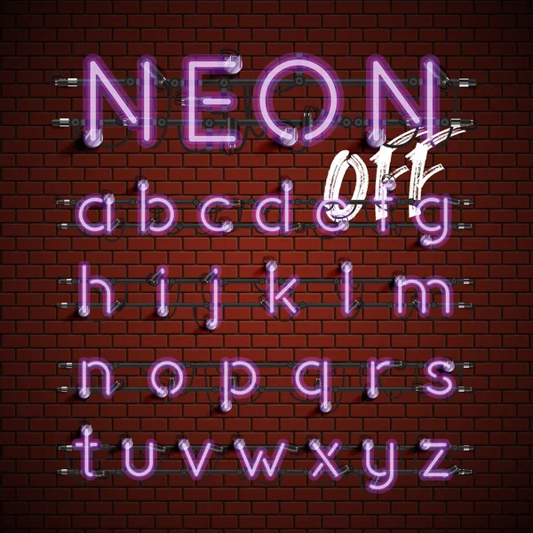 Hög detaljerad Neon Font set, vektor illustration — Stock vektor